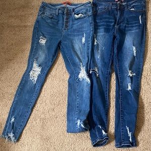 2 pair of high wasted ripped jeans